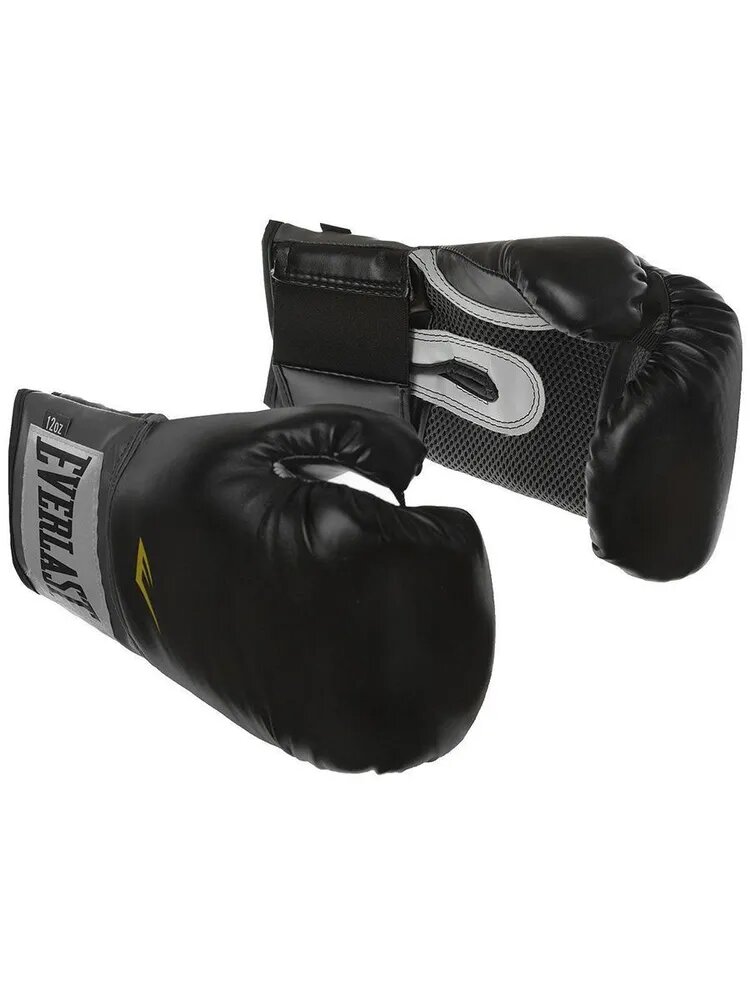 Боксерские перчатки Everlast тренировочные Pu Pro Style Anti-Mb черные (10 унций, Синтетическая кожа, Everlast, 10 унций, 310, 150, 120, Черный) 10 унций