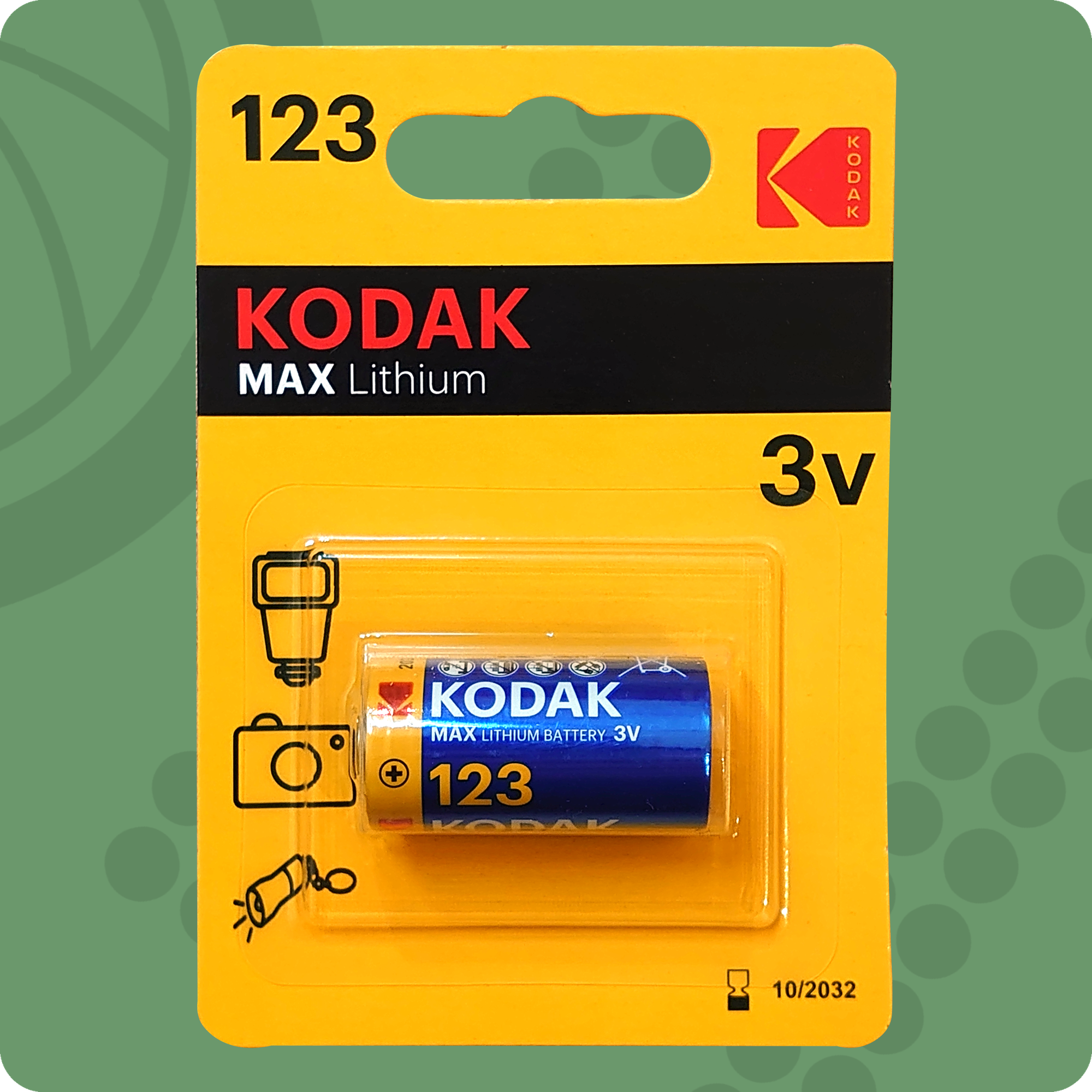 Kodak 123 (CR123) Max Lithium | 3 Вольта, Литиевая батарейка - 1шт.