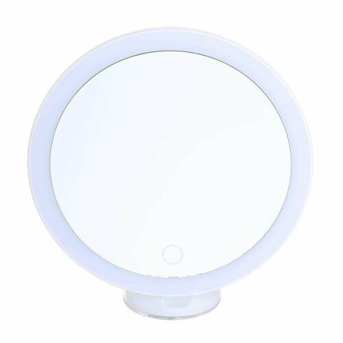 Зеркало подвесное 18 см увеличительное на присоске с подсветкой пластик белое Mirror 1990₽