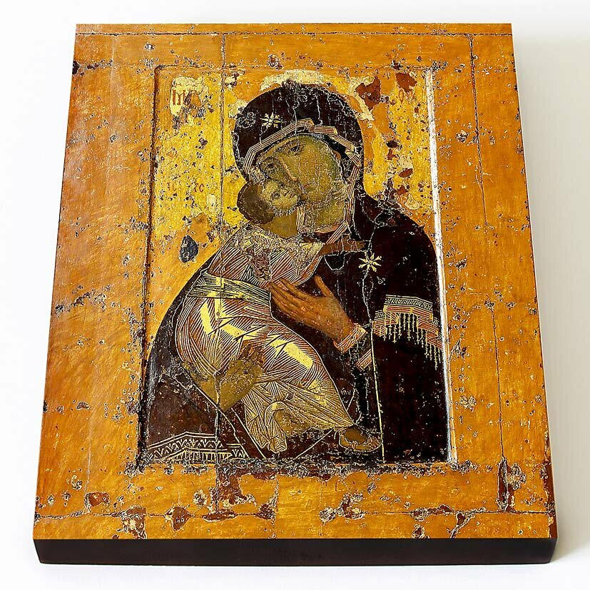 Владимирская икона Божией Матери, XII в, печать на доске 8*10 см