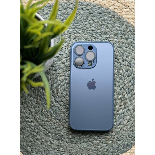 Чехол матовый AG Glass case Navy Blue для IPhone 15 Pro с функцией MagSafe