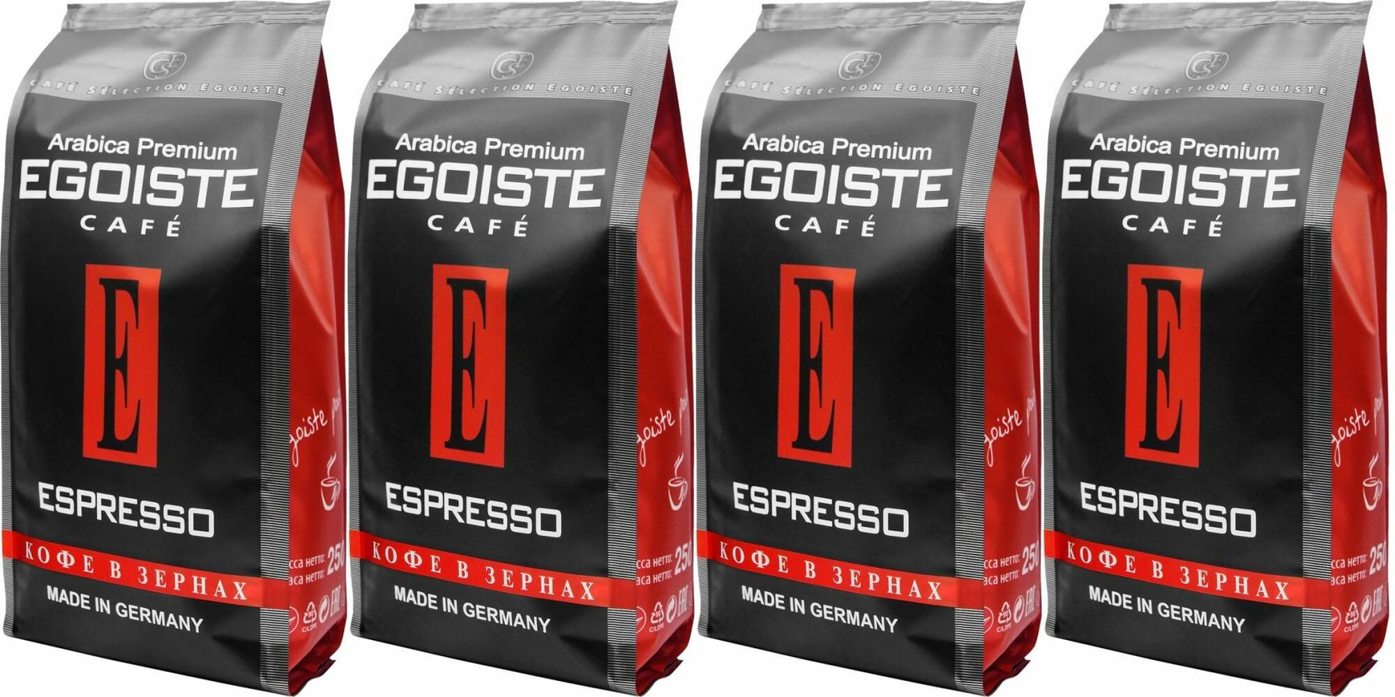 Кофе в зернах Egoiste Espresso, 250 г (Эгоист) х 4 шт
