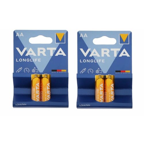 Батарейка Varta AA, 2 шт, 2 уп батарейка алкалиновая c baby lr14 varta longlife power 3 шт