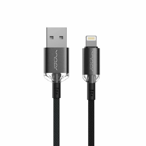 Кабель Vyvylabs Crystal Series Fast Charging Data Cable USB-A to Lightning 2.4A 1m VCSUL-02 Black кабель devia gracious series magnetic charging usb to lightning cable 1m черный