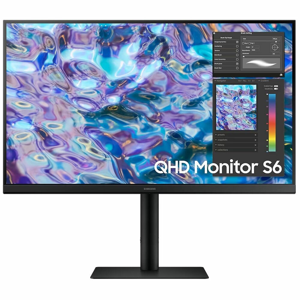 Samsung Монитор Samsung 27" S27B610EQI ViewFinity S6 Black (IPS, 2560x1440, HDMI+HDMI+DP, 5 ms, 178°/178°, 300 cd/m, 1000:1, 75Hz, Pivot) S27B610EQI