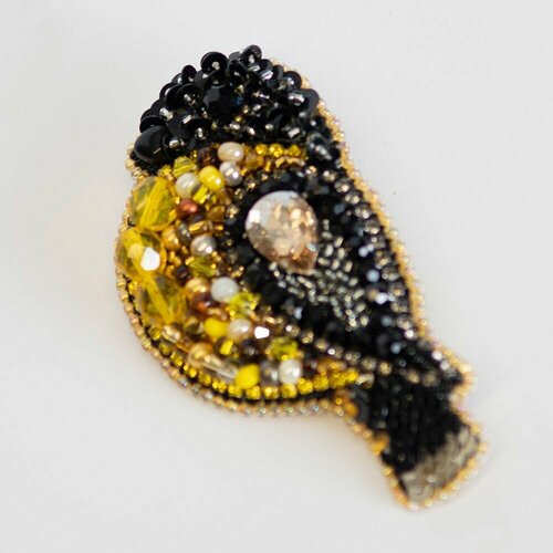 Брошь, желтый, черный