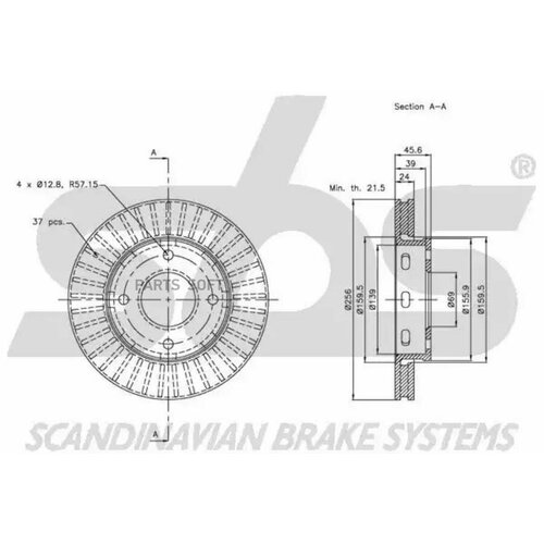 SBS 1815203035 203035V_диск тормозной передний!\ Mitsubishi Colt 1.1-1.5D 04>