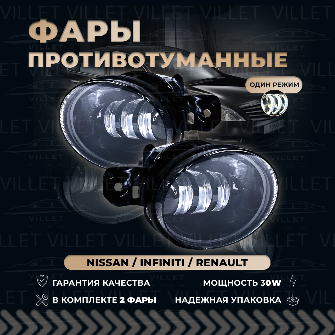 Противотуманные фары Ниссан Альмера / Теана / Примера / Кашкай птф Инфинити G37 QX60 M35 туманки Рено Колеос