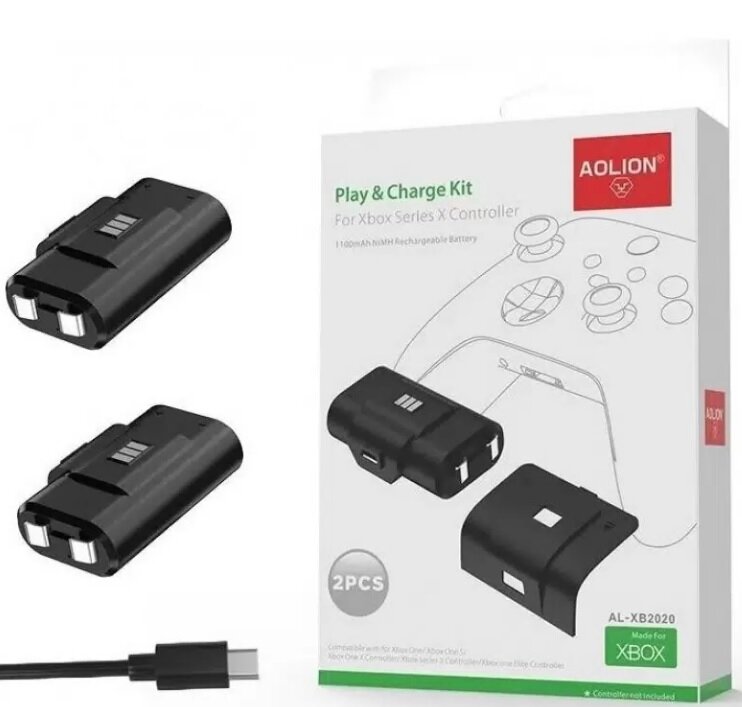 Набор 2 аккумулятора + кабель USB Micro USB для Xbox One/Series Aolion (AL-XB2020) Цвет: чёрный