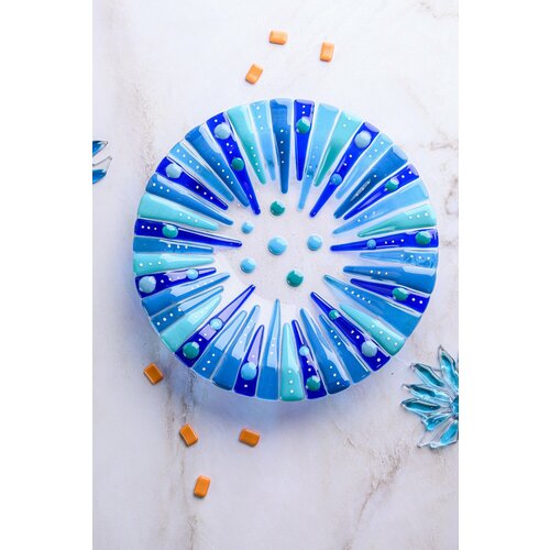 Тарелка декоративна Абстракция голубая