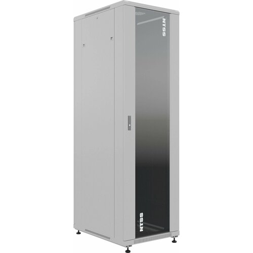 Шкаф серверный NTSS Премиум (NTSS-R42U8080GS) напольный 42U 800x800мм пер. дв. стекл металл 900кг серый 144кг шкаф серверный ntss премиум ntss r42u80100pd pdd напольный 42u 800x1000мм пер дв перфор задн дв перфор 2 хст 900кг серый ip20 сталь