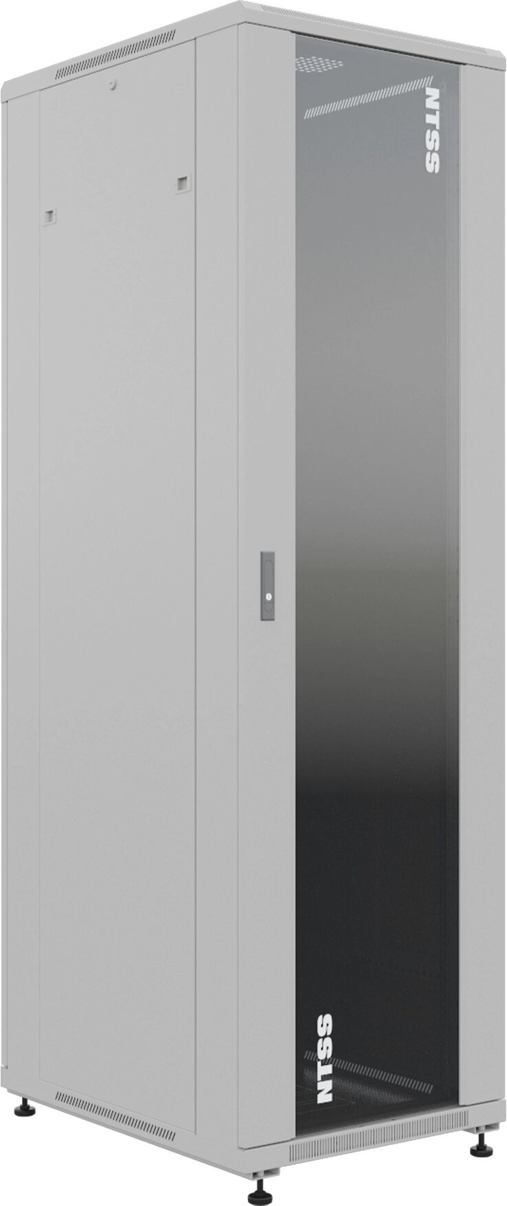 NTSS Шкаф серверный NTSS Премиум (NTSS-R42U8080GS) напольный 42U 800x800мм пер. дв. стекл металл 900кг серый 144кг