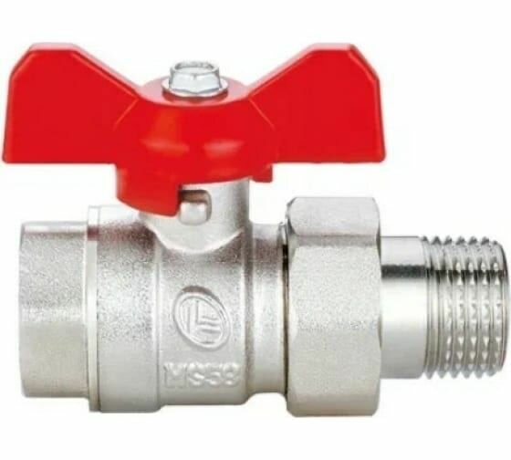 фото Шаровой Кран DOUBLE-LIN латунный бабочка, со сгоном (американка) НР/ВР 1/4" (1/4")