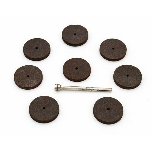 Набор шлифовальных кругов для гравёра по металлу (толщина 3,4 мм, диаметр 22,5 мм, хвостовик 3 мм), 8 шт, 04020