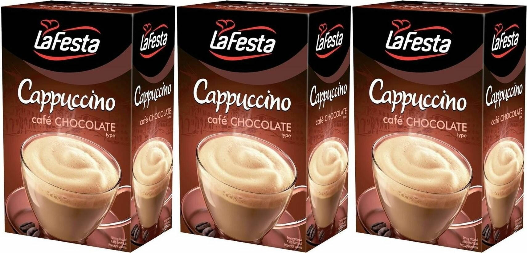 La Festa Кофейный напиток Капучино со вкусом шоколада, 10 пак х 12,5 г, 3 уп