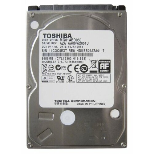 Жесткий диск Toshiba MQ01ABD050 750Gb 5400 SATAII 2,5 HDD жесткий диск toshiba mk1233gsg 120gb 5400 sataii 1 8 hdd