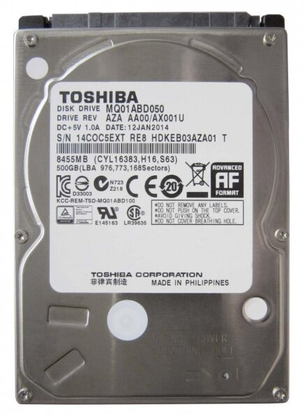 Жесткий диск Toshiba MQ01ABD050 750Gb 5400 SATAII 2,5" HDD