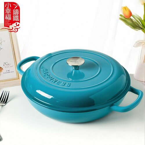 Жаровня чугунная ALWOtech 30 см, бирюзовый