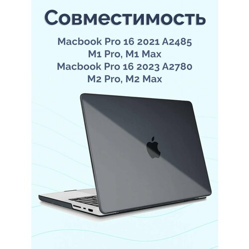 Чехол для MacBook Pro 16 2024 - 2021 M3 A2991 M2 A2780 M1 A2485 Pro Max Черный Глянцевый