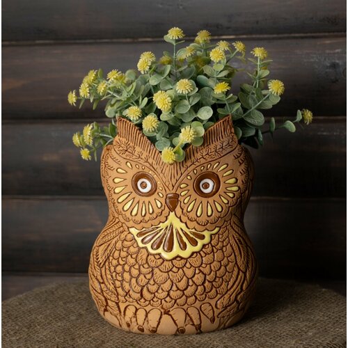 Сова мудрая кашпо, керамика