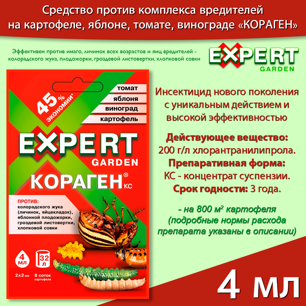Кораген 4 мл средство от колорадского жука листовертки совки инсектицид томат картофель виноград яблоня EXPERT GARDEN