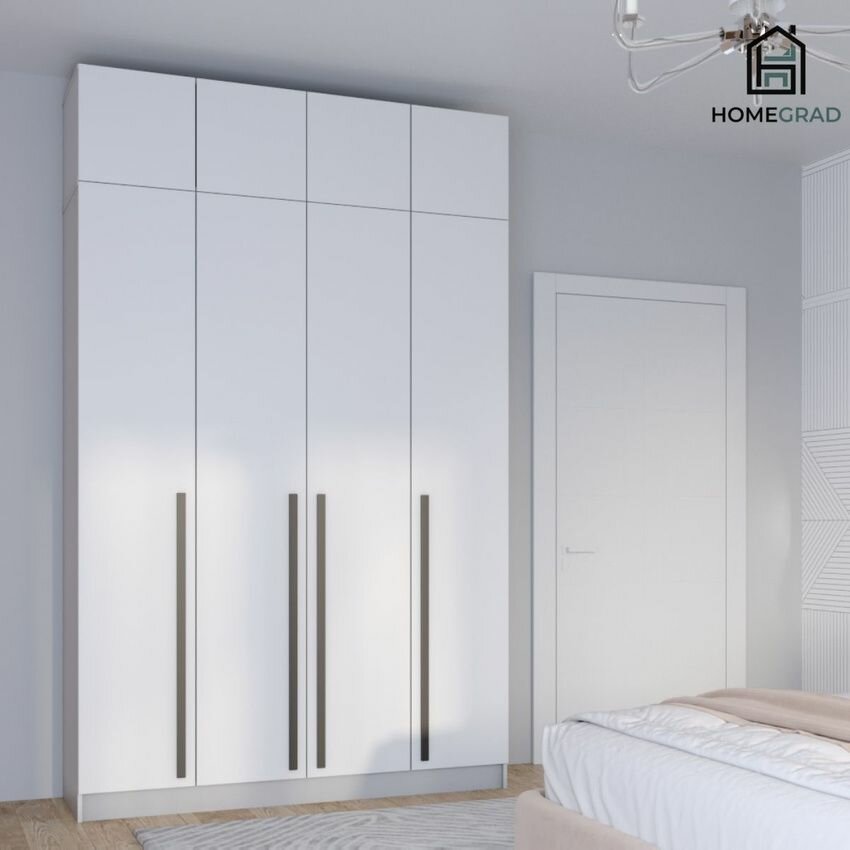 Антресоль HomeGrad Boston 160, ЛДСП, белая, 4 двери, 160х52х40 см — фото 1