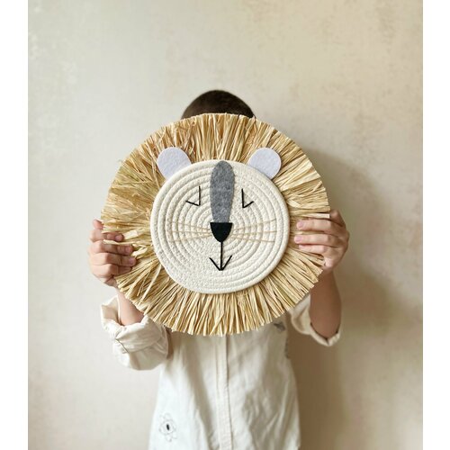 Панно Лев соломенный - настенный декор 1150₽