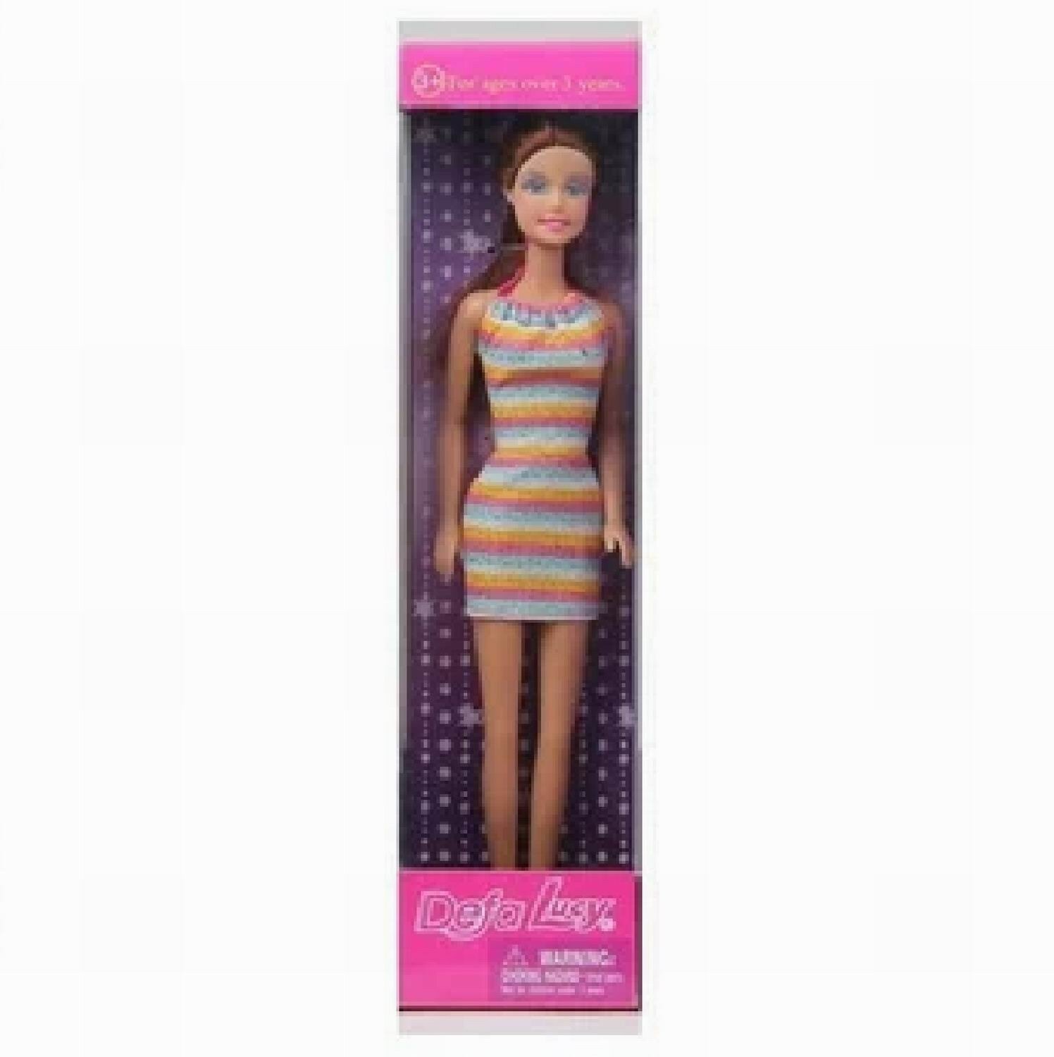 Кукла Defa Lucy Современная девушка в разноцветном полосатом платье 29см 8258d/полосатое