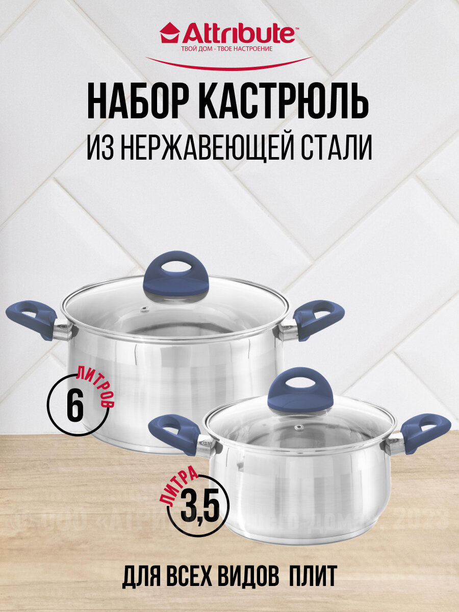 фото Набор кухонной посуды ATTRIBUTE STEEL MAGNIFICA Basic navy blue 4пр