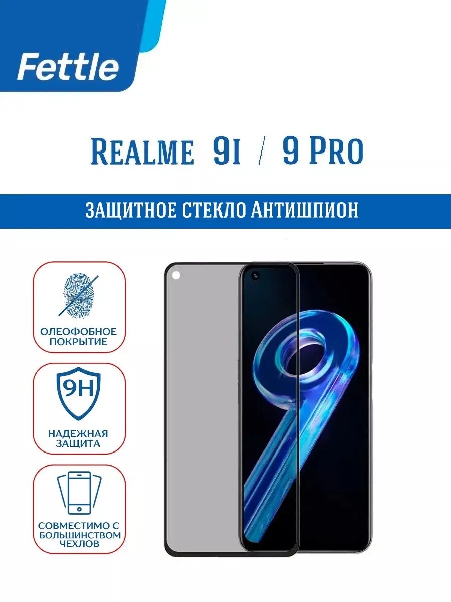 Защитное стекло "Антишпион" для смартфонов Realme 9i/9 Pro