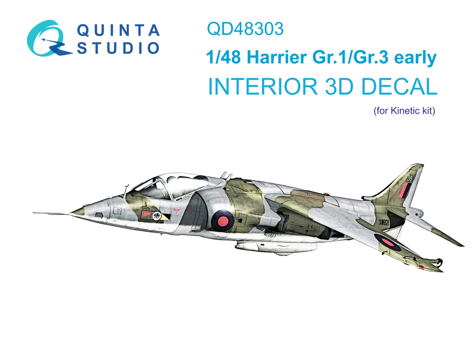 QD48303 3D Декаль интерьера кабины Harrier Gr.1/Gr.3 Early (Kinetic)
