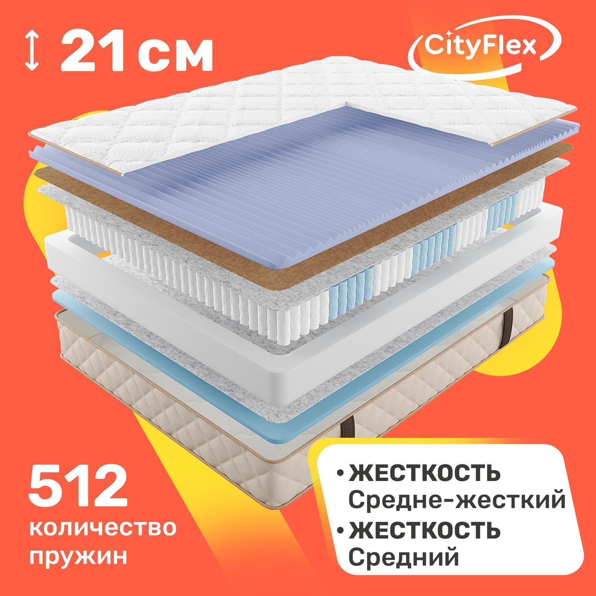 Матрас с независимыми пружинами CityFlex Kotto 180x200