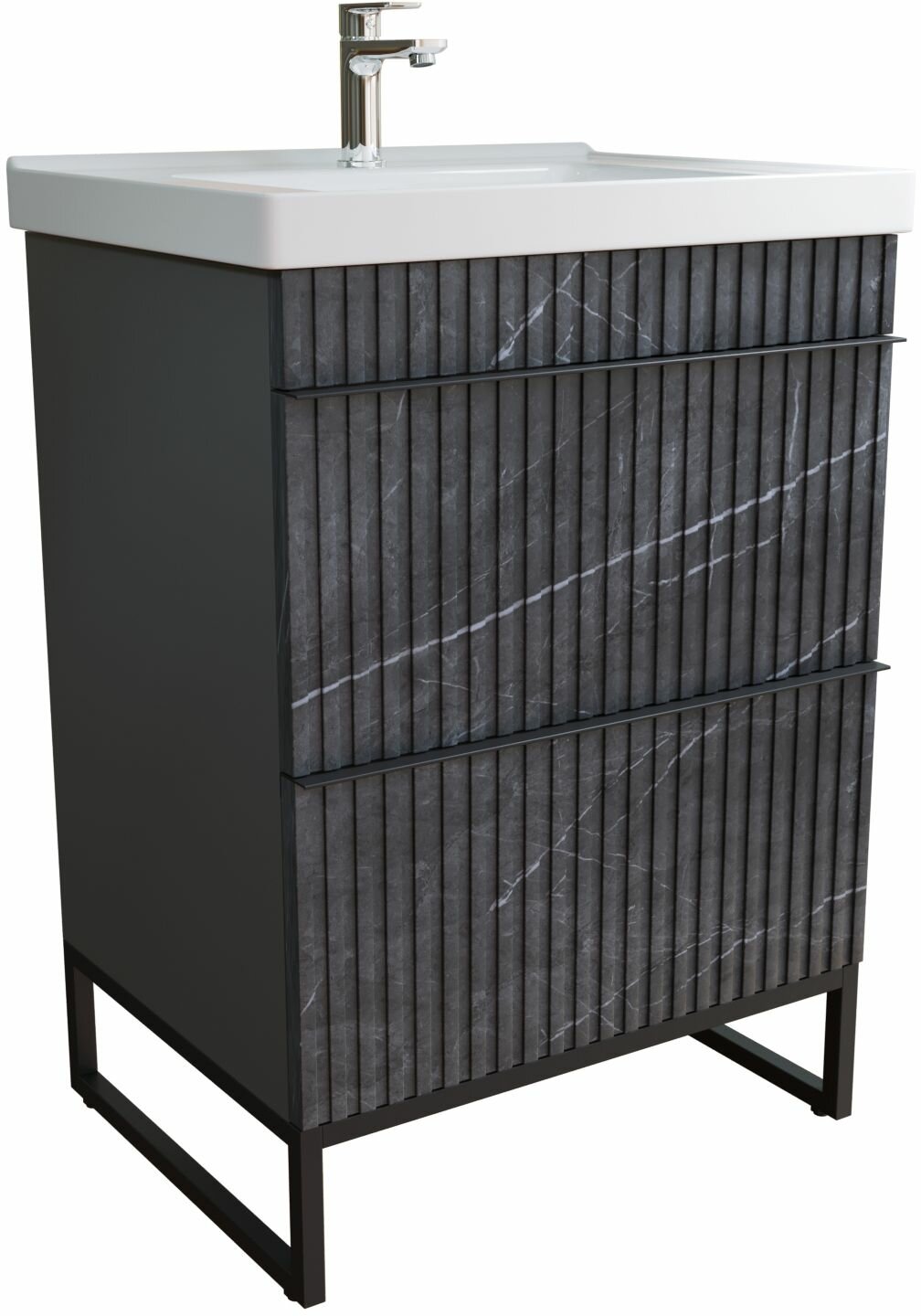 фото Тумба с раковиной Mixline Окленд 60 графит мрамор