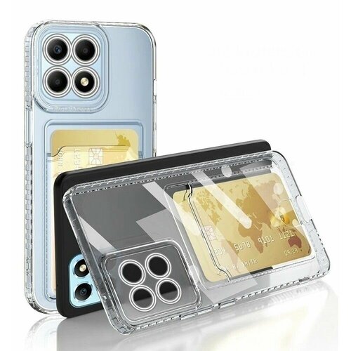 Накладка силиконовая Clear Case для Honor X8a с отделением для карт прозрачная