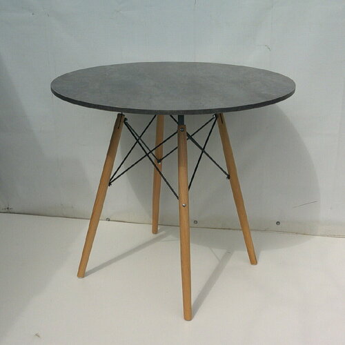 Стол Круглый Серый Мрамор D 850 мм Сканди/Eames - Круглый Для Дома Кафе Бара Деревянные Ножки