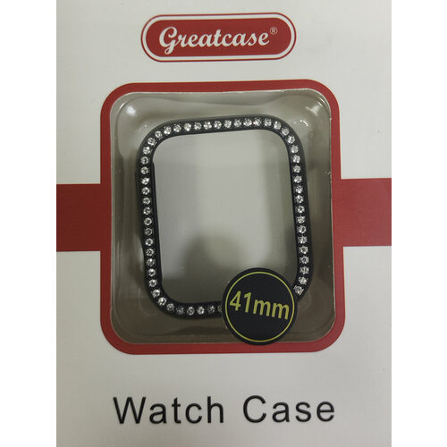 Бампер GreatCase для Apple Watch 41mm со Стразами (Черный)