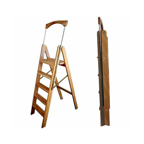 Стремянка деревянная орлан для дома, 5 пять ступеней, натуральный бук