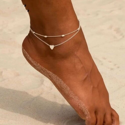 Браслет на ногу Jasmine House, длина 19.5 см, 1 шт., серебристый