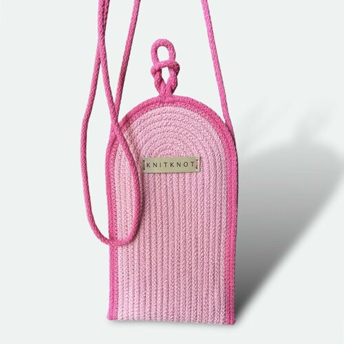 фото Сумка кросс-боди knit knot, фактура рельефная, розовый