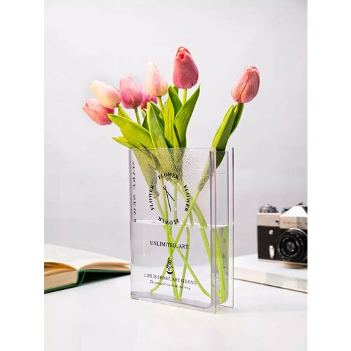 Ваза-книга Dhy, для цветов, прозрачная, 1,1 л