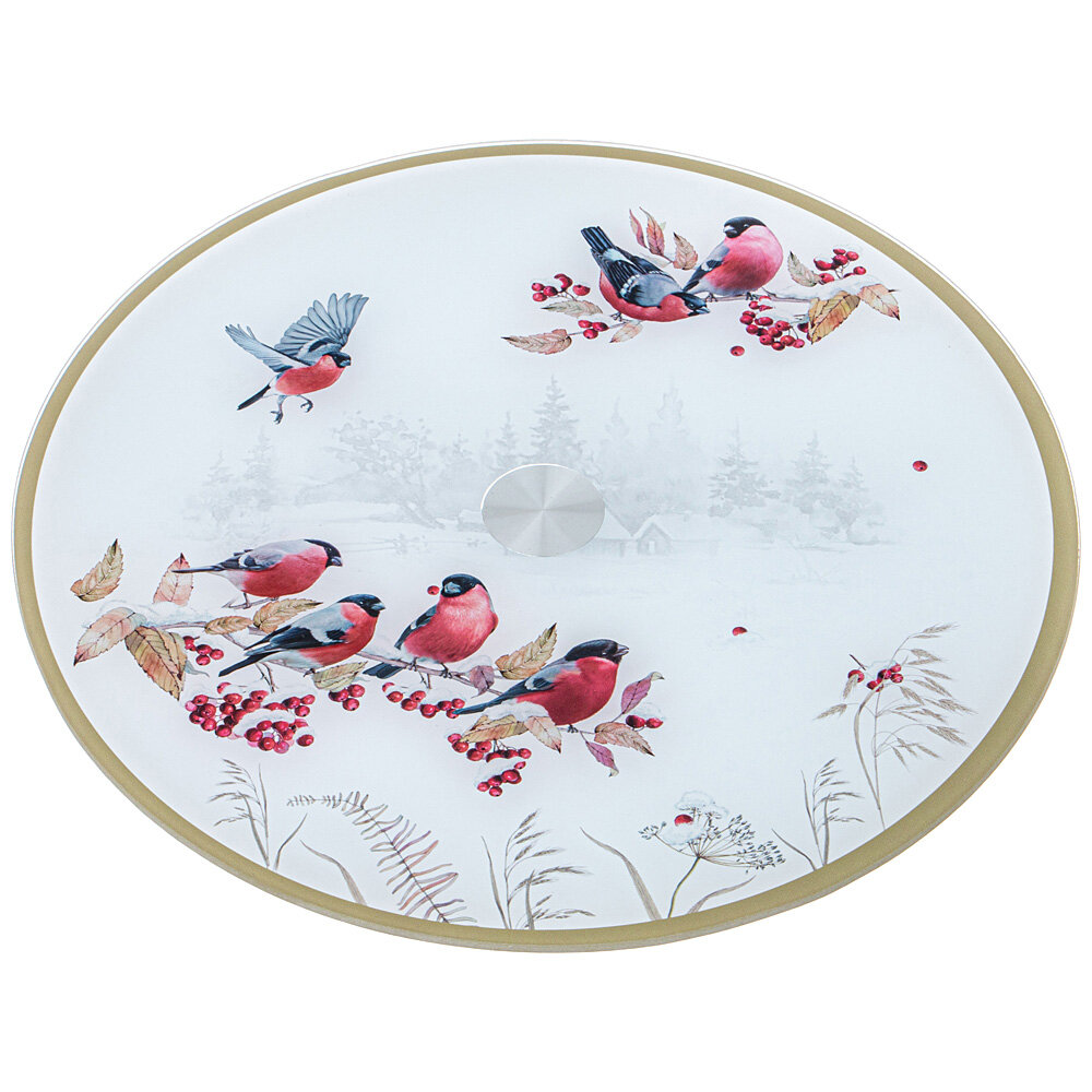 Тортовница вращающаяся снегири 32*25 см KSG-357-259