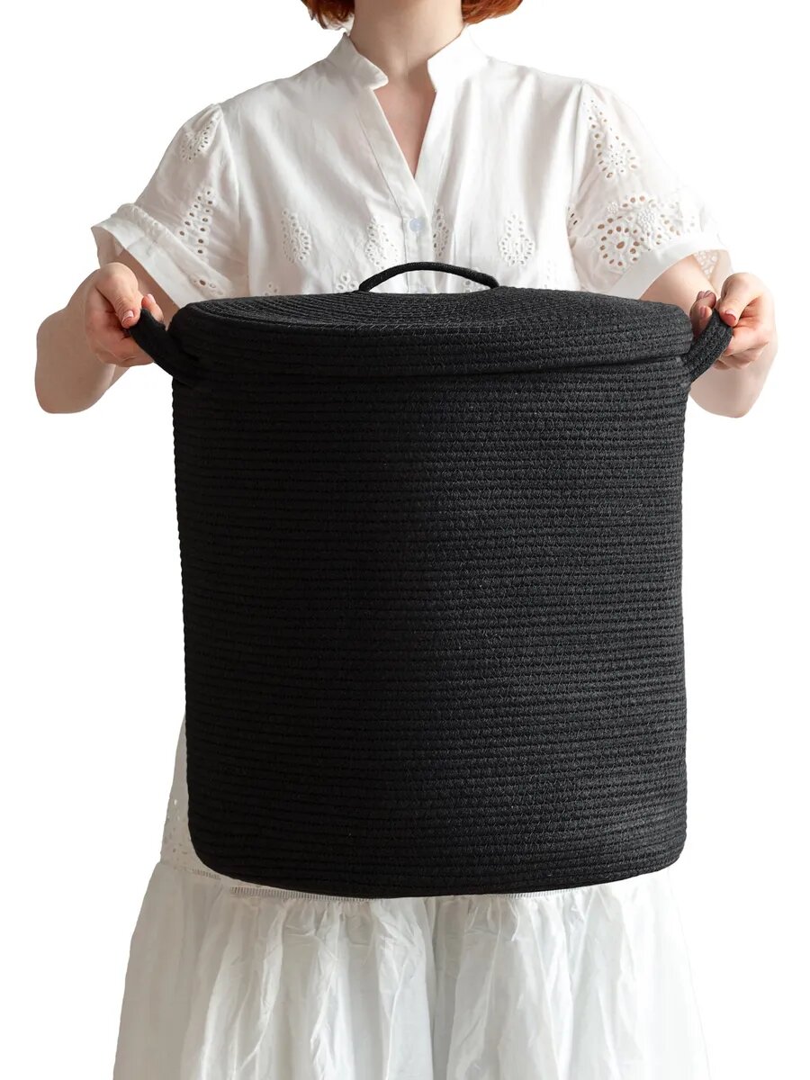 Плетеная корзина для белья с крышкой 41х46 см