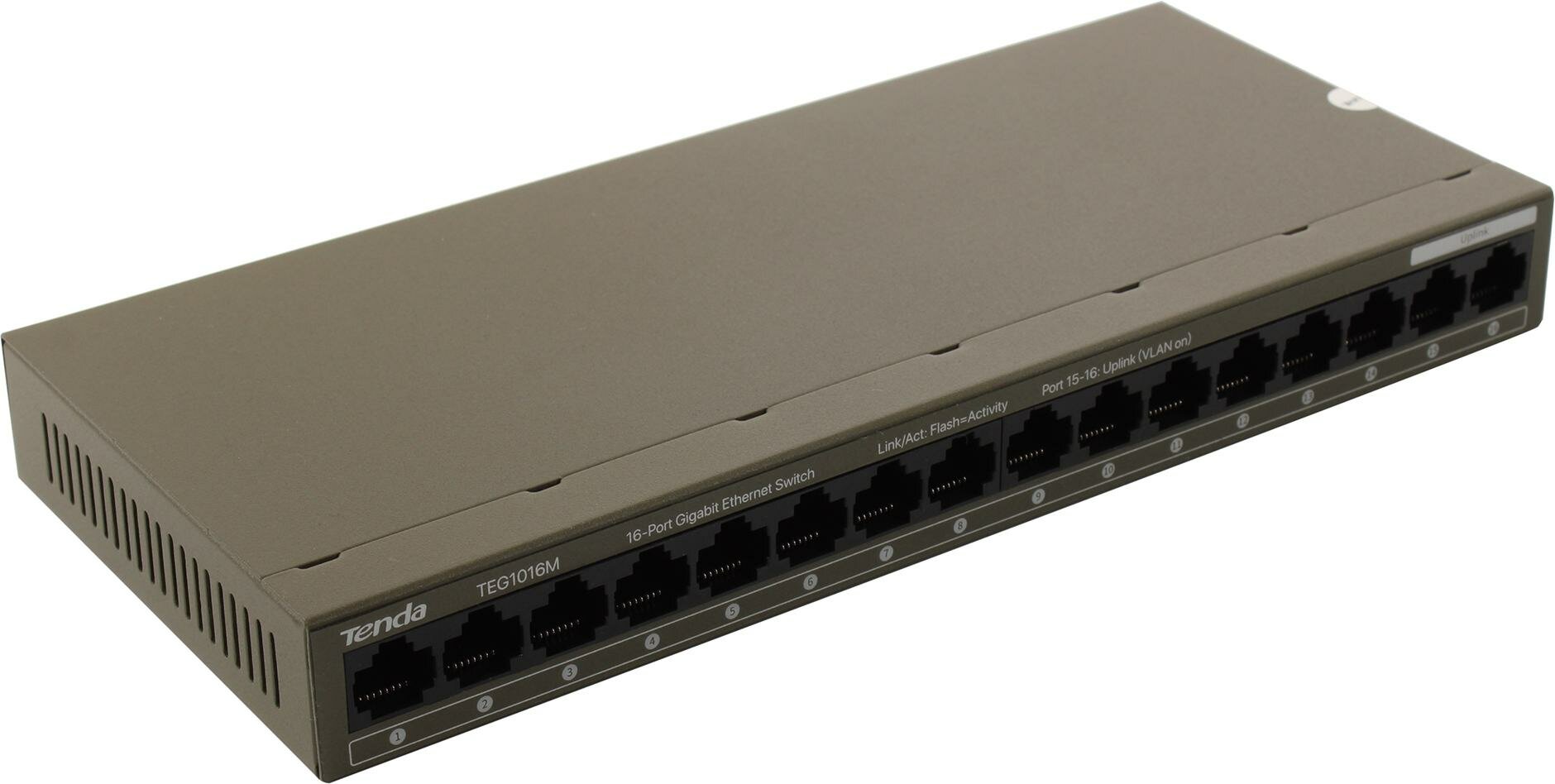 Коммутатор Tenda TEG1016M неуправляемый 16-портовый Gigabit Ethernet