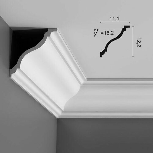 Карниз Гладкий Orac Decor С333 Д200xШ11.1xВ12.2 см Лепнина из Полиуретана / Орак Декор.