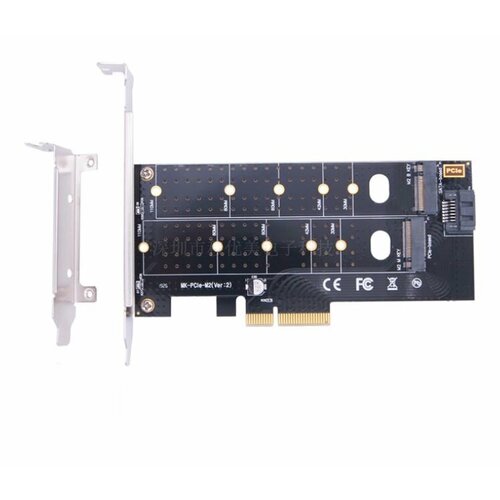 Адаптер для установки двух SSD M2 NVMe и Sata в слот PCI-E 30 x4 1023₽
