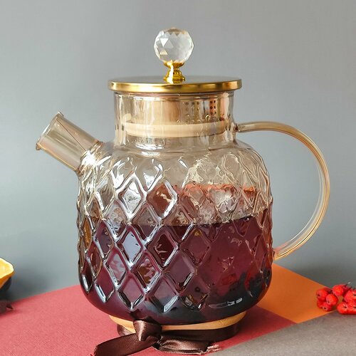 Чайник стеклянный заварочный 15л стеклянная крышка метал фильтр Baizheng 795₽