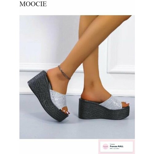фото Сабо moocie, размер длина стопы 25.5 см, серебряный