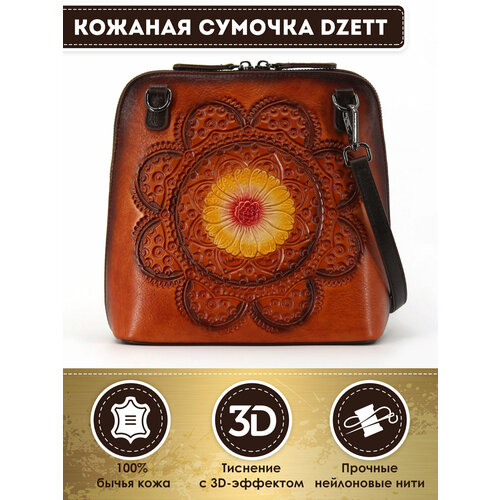 фото Сумка кросс-боди dzett, фактура тиснение, желтый, оранжевый