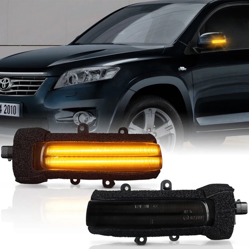 Для Toyota RAV4 Highlander 4runner Sienna Fortuner Rush светодиодный динамические боковые зеркальные лампы поворотники OEM #8173052071, Smoked
