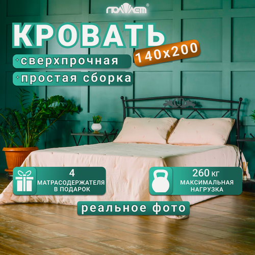 Изображение товара Кровать металлическая двуспальная Элеонора Поллет 140х200 см прочная черная